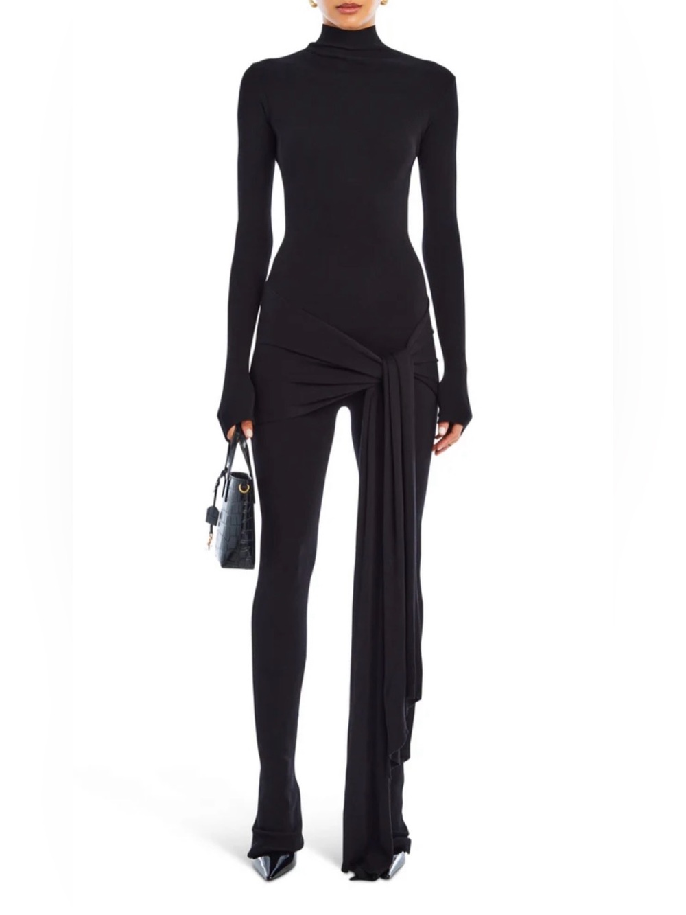 SER.O.YA Celestia Black Boot Flare Jumpsuit